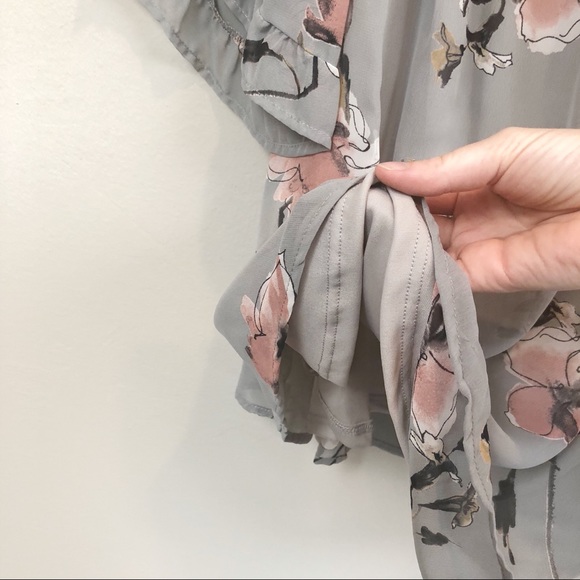 LAST 1: Light Grey Floral Off the Shoulder Dress - Picture 5 of 5